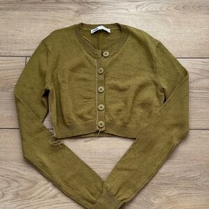 Zara Mustard Cardigan Sweater